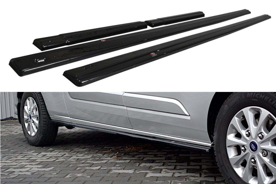 Seitenschweller Ansatz (Paar) passend für Ford Transit Custom Mk1 FL schwarz Hochglanz