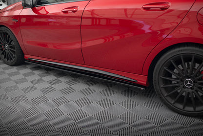 Seitenschweller Ansatz (Paar) passend für Mercedes A W176/ CLA 117 AMG/ CLA 117 AMG LINE FL schwarz Hochglanz