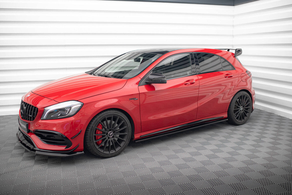 Seitenschweller Ansatz (Paar) passend für Mercedes A W176/ CLA 117 AMG/ CLA 117 AMG LINE FL schwarz Hochglanz