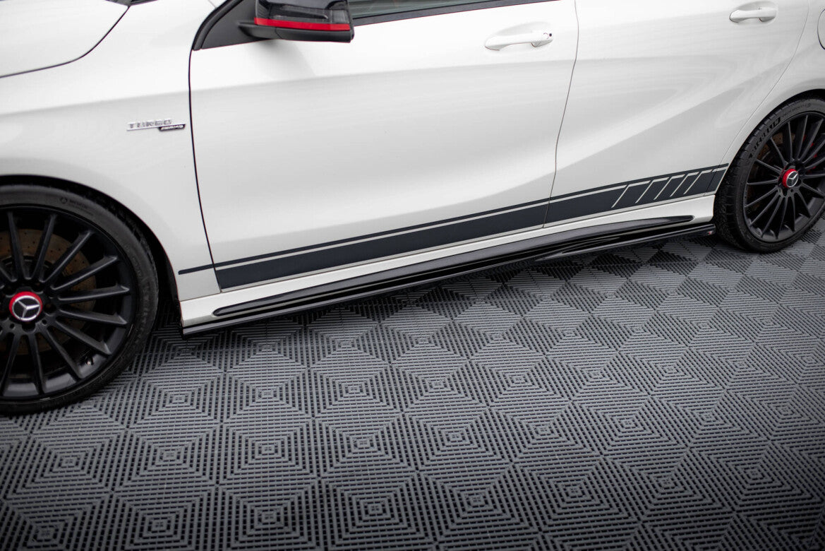 Seitenschweller Ansatz (Paar) passend für Mercedes A45 AMG W176 schwarz Hochglanz