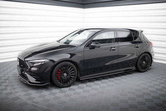 Seitenschweller Ansatz (Paar) passend für Mercedes-AMG A35 / A AMG-Line W177 FL schwarz Hochglanz