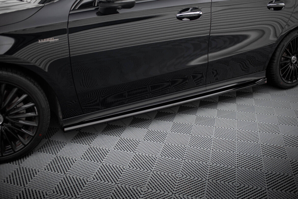 Seitenschweller Ansatz (Paar) passend für Mercedes-AMG A35 / A AMG-Line W177 FL schwarz Hochglanz