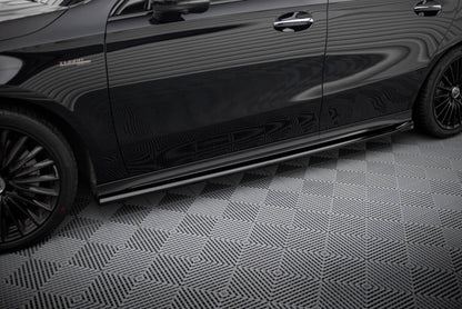 Seitenschweller Ansatz (Paar) passend für Mercedes-AMG A35 / A AMG-Line W177 FL schwarz Hochglanz
