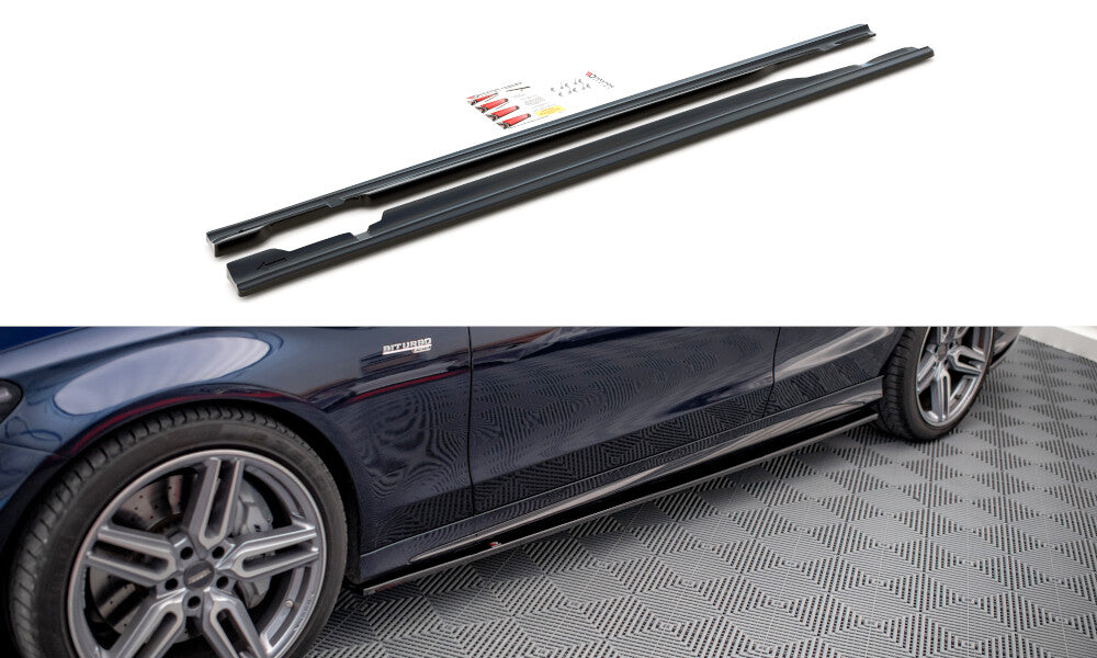 Seitenschweller Ansatz (Paar) passend für Mercedes-AMG C 43 / AMG-Line W205 schwarz Hochglanz