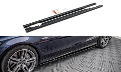 Seitenschweller Ansatz (Paar) passend für Mercedes-AMG C 43 / AMG-Line W205 schwarz Hochglanz