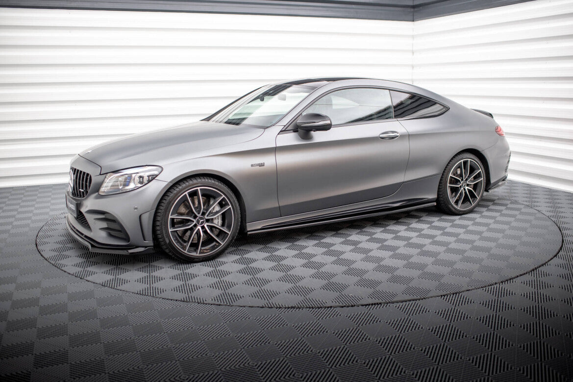 Seitenschweller Ansatz (Paar) passend für Mercedes-AMG C43 Coupe / Cabrio C205 FL / A205 FL schwarz Hochglanz