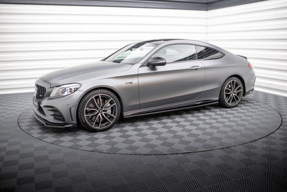 Seitenschweller Ansatz (Paar) passend für Mercedes-AMG C43 Coupe / Cabrio C205 FL / A205 FL schwarz Hochglanz