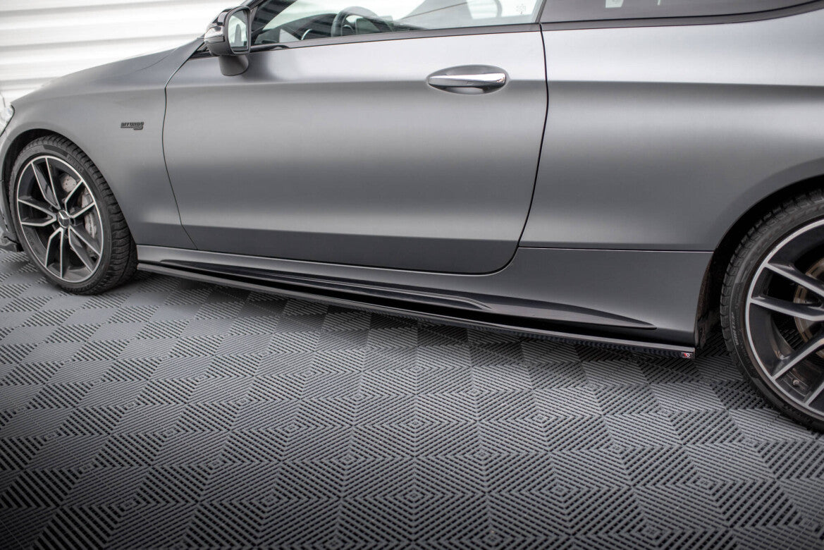 Seitenschweller Ansatz (Paar) passend für Mercedes-AMG C43 Coupe / Cabrio C205 FL / A205 FL schwarz Hochglanz