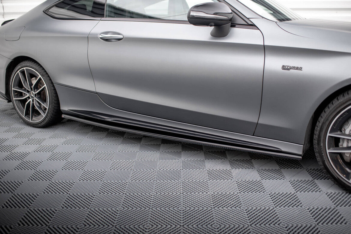 Seitenschweller Ansatz (Paar) passend für Mercedes-AMG C43 Coupe / Cabrio C205 FL / A205 FL schwarz Hochglanz