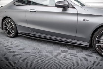 Seitenschweller Ansatz (Paar) passend für Mercedes-AMG C43 Coupe / Cabrio C205 FL / A205 FL schwarz Hochglanz