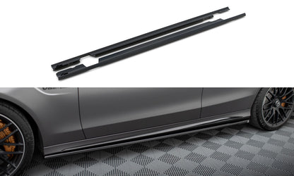 Seitenschweller Ansatz (Paar) passend für Mercedes-AMG C63 Limousine / Kombi W205 FL schwarz Hochglanz