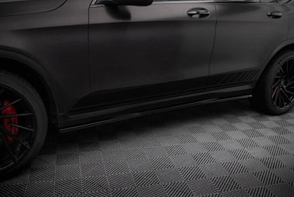 Seitenschweller Ansatz (Paar) passend für Mercedes-AMG GLC 43 / AMG-Line SUV X253 FL schwarz Hochglanz