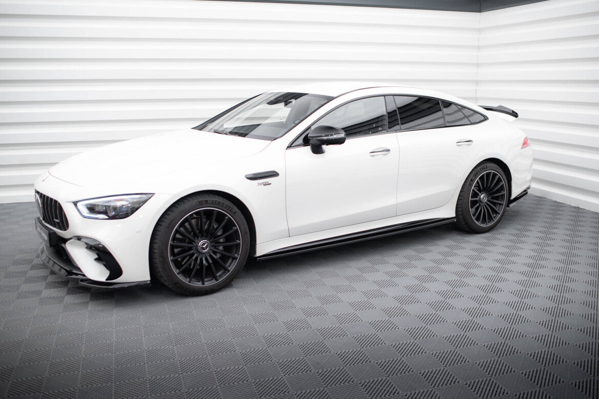 Seitenschweller Ansatz (Paar) passend für Mercedes-AMG GT 43 4 Door Coupe V8 Styling Package X290 schwarz Hochglanz