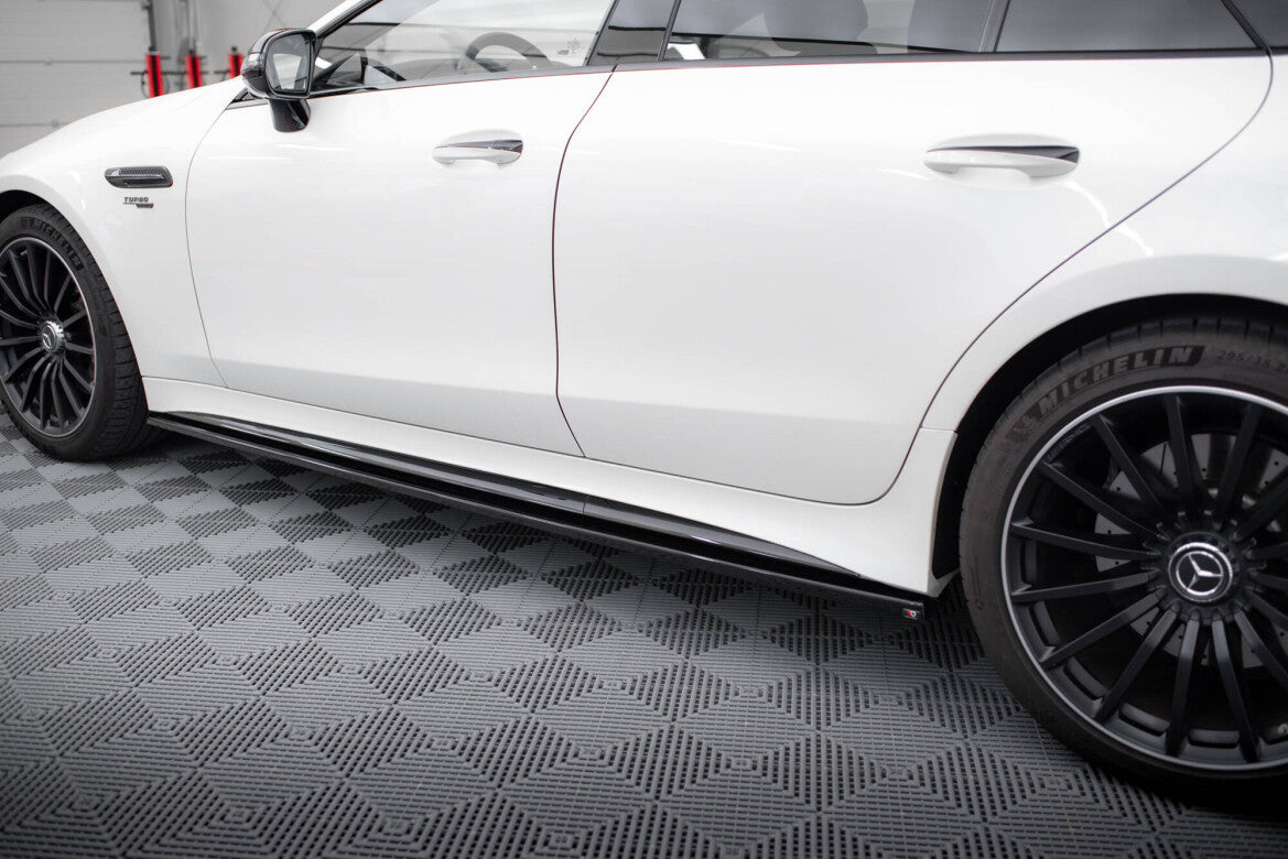 Seitenschweller Ansatz (Paar) passend für Mercedes-AMG GT 43 4 Door Coupe V8 Styling Package X290 schwarz Hochglanz