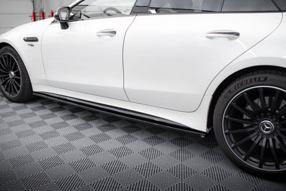 Seitenschweller Ansatz (Paar) passend für Mercedes-AMG GT 43 4 Door Coupe V8 Styling Package X290 schwarz Hochglanz