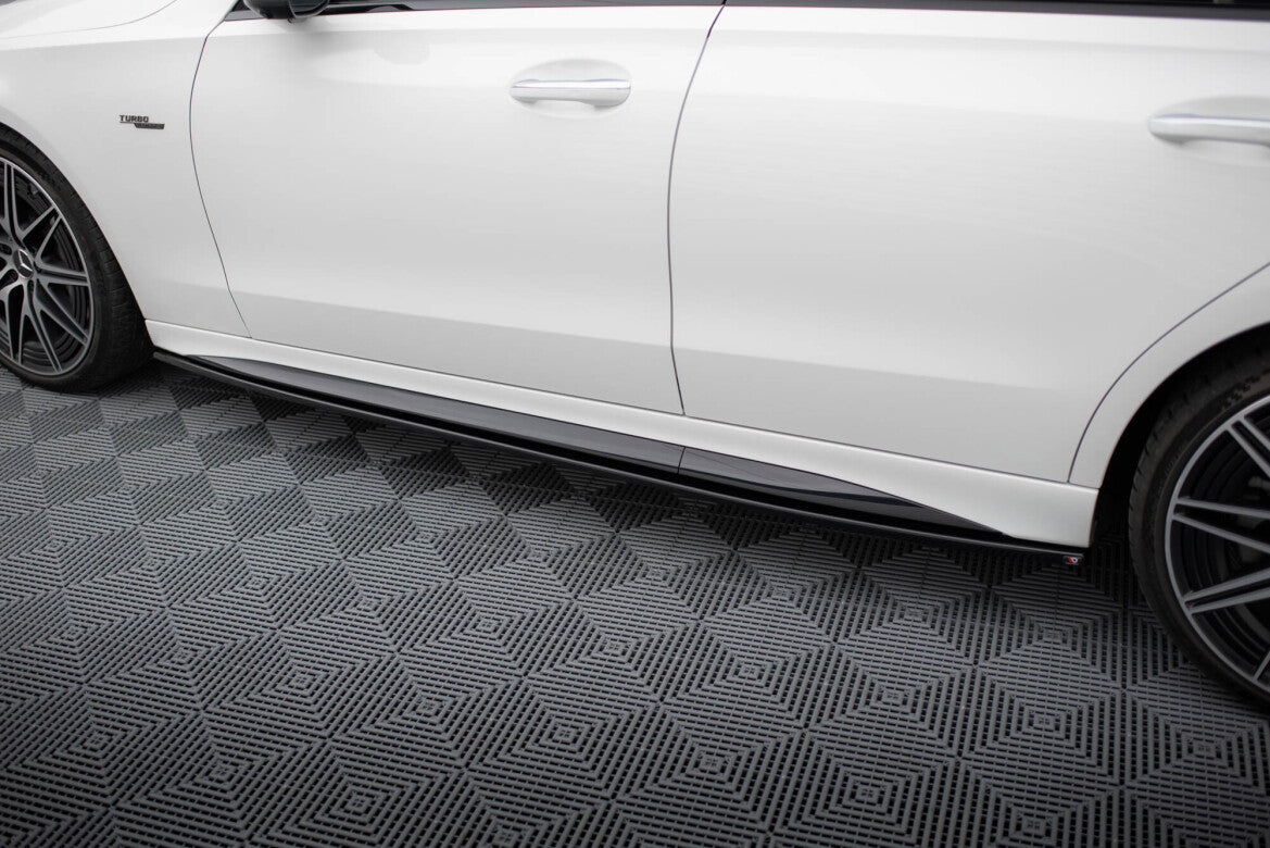 Seitenschweller Ansatz (Paar) passend für Mercedes C AMG-Line / 43 AMG W206 schwarz Hochglanz