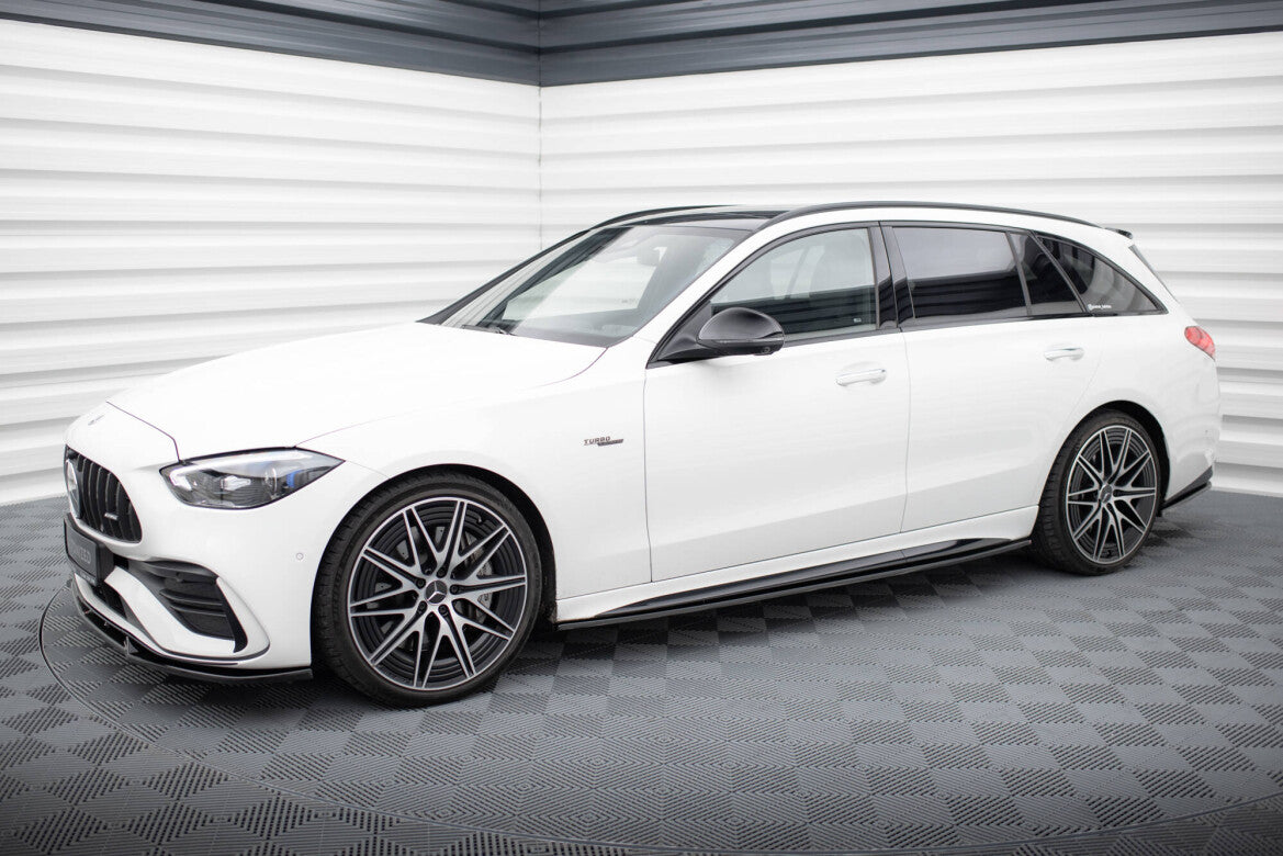Seitenschweller Ansatz (Paar) passend für Mercedes C AMG-Line / 43 AMG W206 schwarz Hochglanz