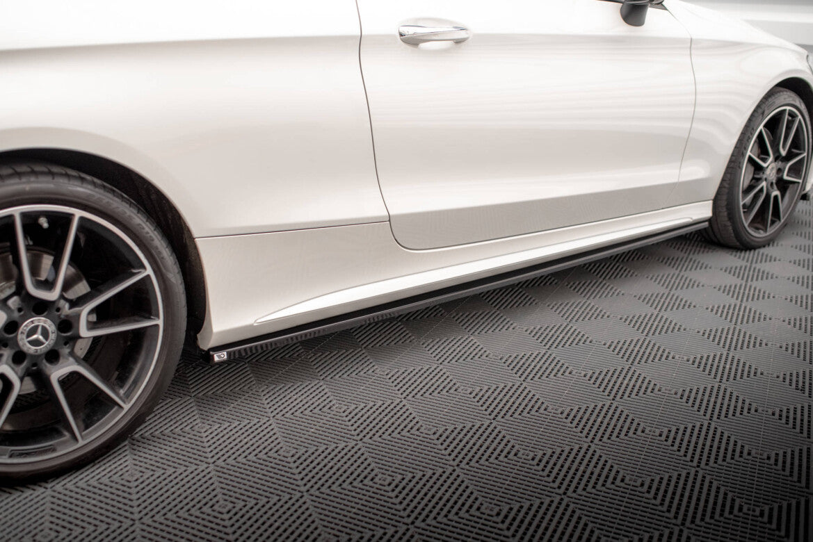 Seitenschweller Ansatz (Paar) passend für Mercedes C Coupe AMG-Line C205 FL schwarz Hochglanz