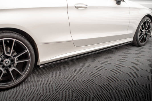 Seitenschweller Ansatz (Paar) passend für Mercedes C Coupe AMG-Line C205 FL schwarz Hochglanz