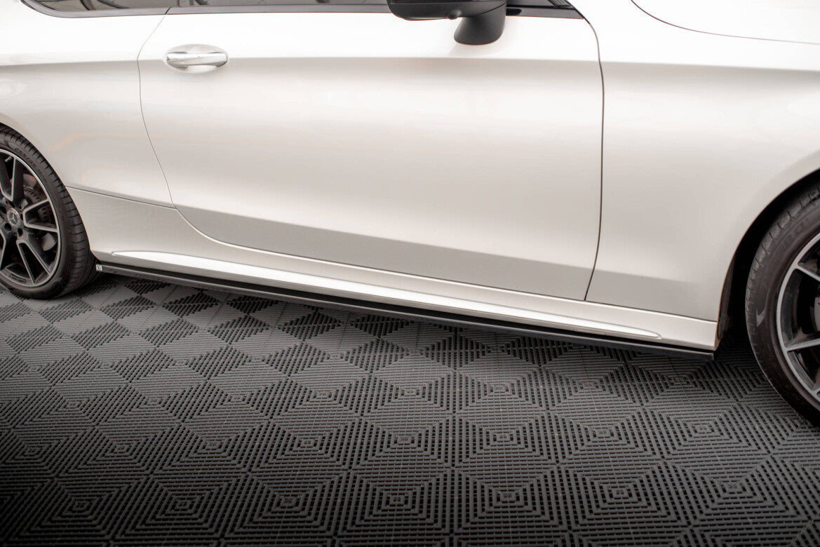 Seitenschweller Ansatz (Paar) passend für Mercedes C Coupe AMG-Line C205 FL schwarz Hochglanz