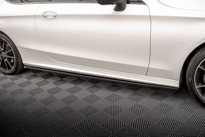 Seitenschweller Ansatz (Paar) passend für Mercedes C Coupe AMG-Line C205 FL schwarz Hochglanz