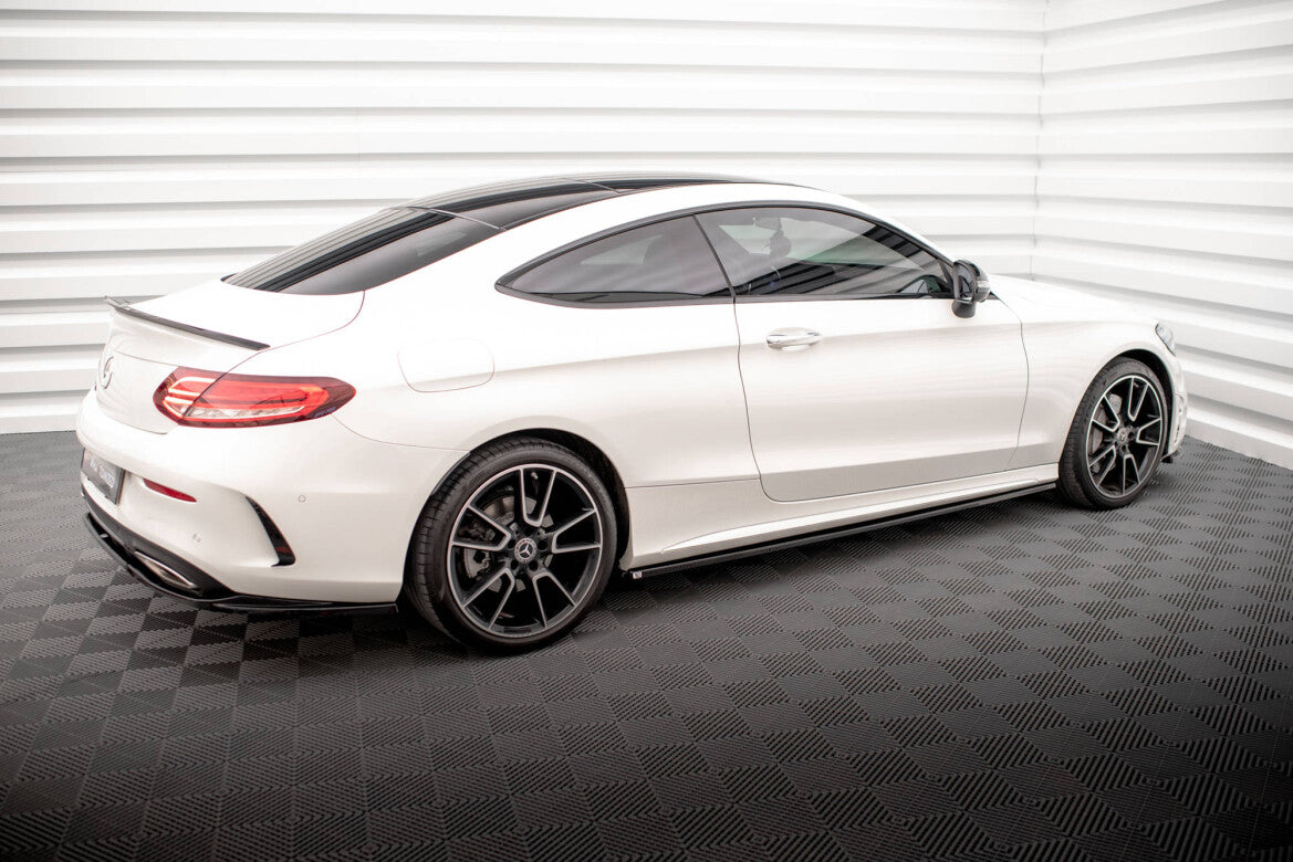 Seitenschweller Ansatz (Paar) passend für Mercedes C Coupe AMG-Line C205 FL schwarz Hochglanz