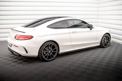Seitenschweller Ansatz (Paar) passend für Mercedes C Coupe AMG-Line C205 FL schwarz Hochglanz