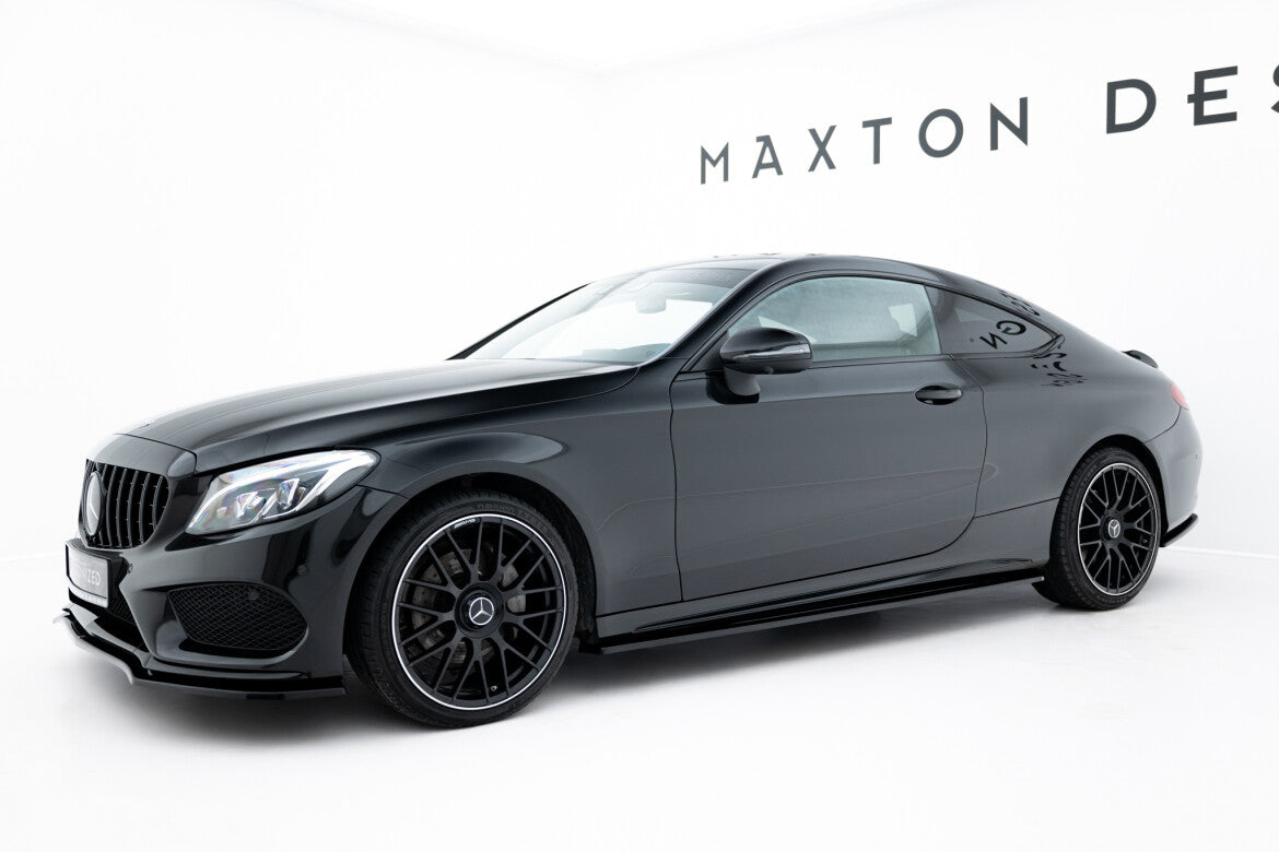 Seitenschweller Ansatz (Paar) passend für Mercedes C Coupe AMG-Line C205 schwarz Hochglanz