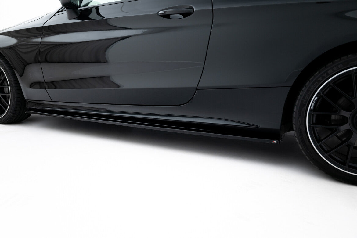Seitenschweller Ansatz (Paar) passend für Mercedes C Coupe AMG-Line C205 schwarz Hochglanz