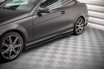 Seitenschweller Ansatz (Paar) passend für Mercedes C Coupe / Limousine / Kombi AMG-Line C204 / W204 FL / S204 FL schwarz Hochglanz