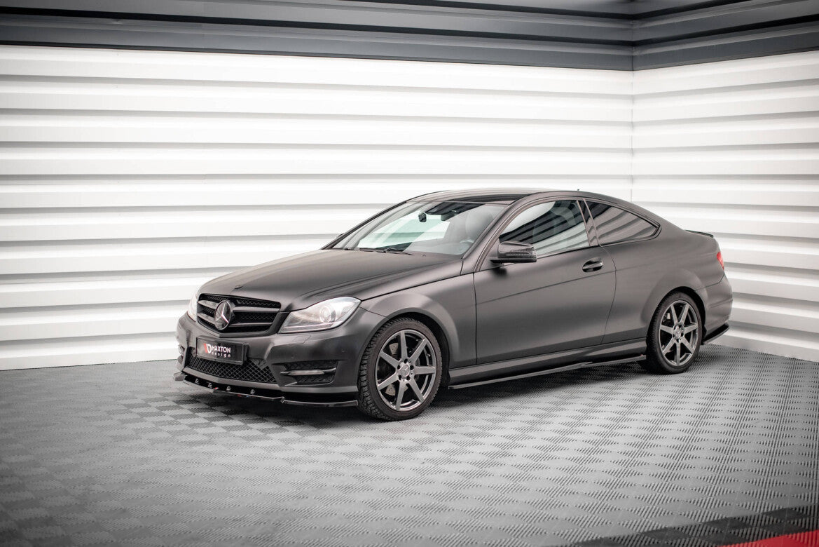 Seitenschweller Ansatz (Paar) passend für Mercedes C Coupe / Limousine / Kombi AMG-Line C204 / W204 FL / S204 FL schwarz Hochglanz