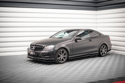 Seitenschweller Ansatz (Paar) passend für Mercedes C Coupe / Limousine / Kombi AMG-Line C204 / W204 FL / S204 FL schwarz Hochglanz