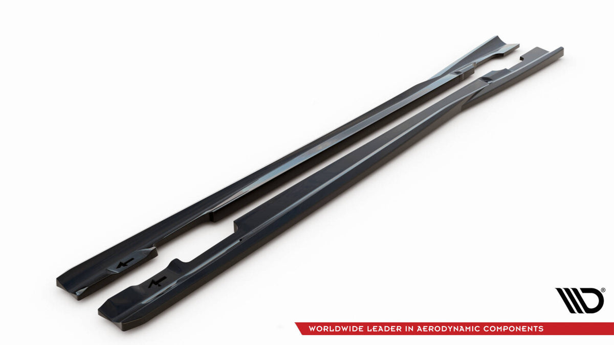 Seitenschweller Ansatz (Paar) passend für Mercedes C Coupe / Limousine / Kombi AMG-Line C204 / W204 FL / S204 FL schwarz Hochglanz
