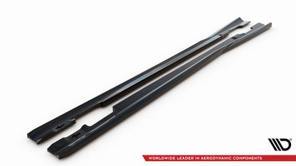 Seitenschweller Ansatz (Paar) passend für Mercedes C Coupe / Limousine / Kombi AMG-Line C204 / W204 FL / S204 FL schwarz Hochglanz