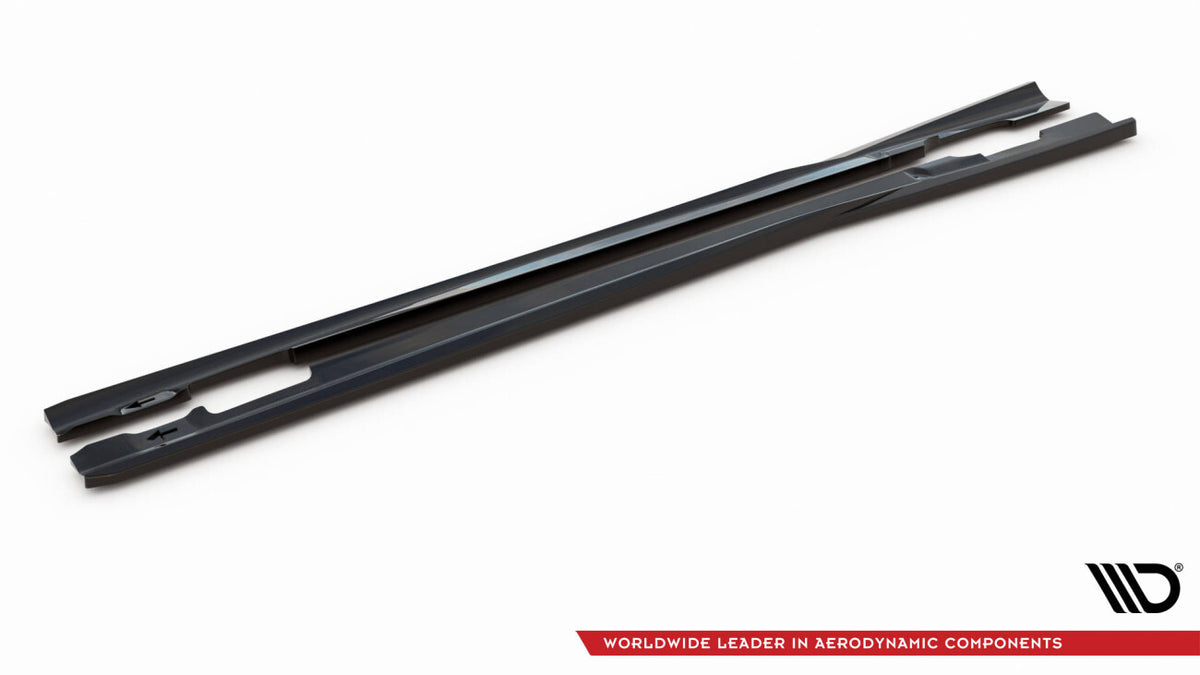 Seitenschweller Ansatz (Paar) passend für Mercedes C Coupe / Limousine / Kombi AMG-Line C204 / W204 FL / S204 FL schwarz Hochglanz