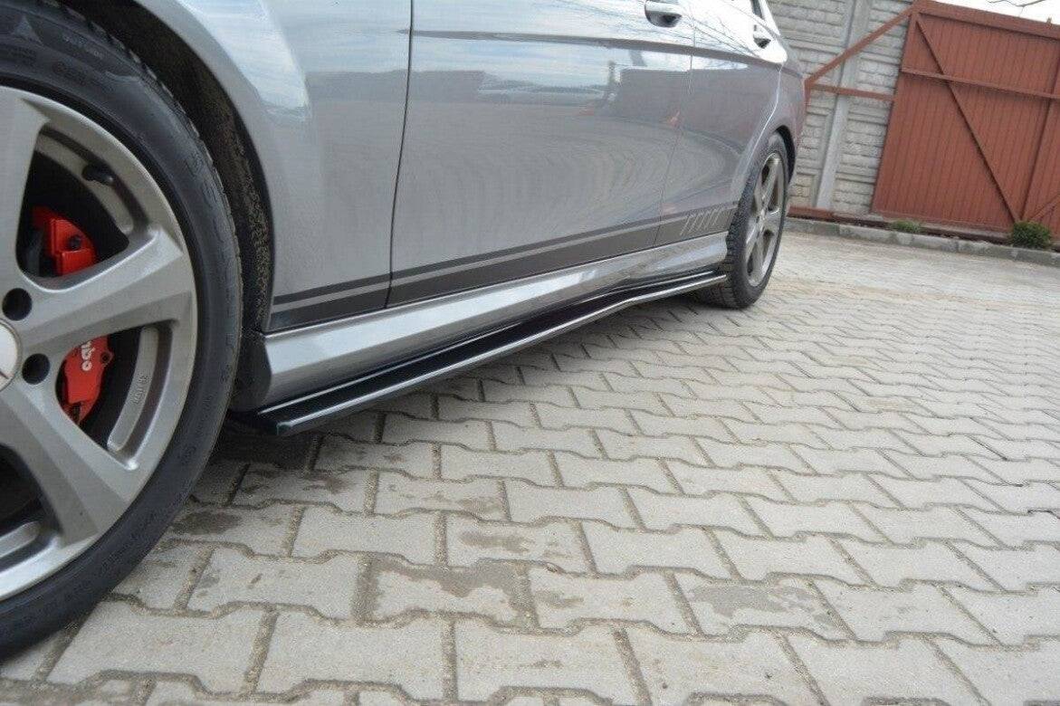 Seitenschweller Ansatz (Paar) passend für Mercedes C Limousine / Kombi AMG-Line W204 / S204 schwarz Hochglanz