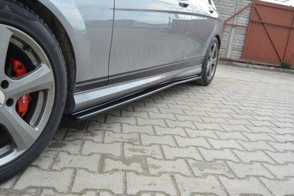 Seitenschweller Ansatz (Paar) passend für Mercedes C Limousine / Kombi AMG-Line W204 / S204 schwarz Hochglanz