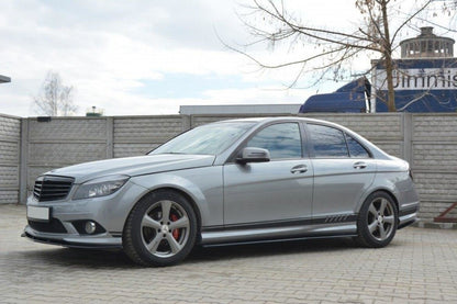 Seitenschweller Ansatz (Paar) passend für Mercedes C Limousine / Kombi AMG-Line W204 / S204 schwarz Hochglanz