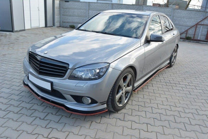 Seitenschweller Ansatz (Paar) passend für Mercedes C Limousine / Kombi AMG-Line W204 / S204 schwarz Hochglanz