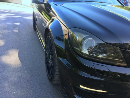 Seitenschweller Ansatz (Paar) passend für Mercedes C63 AMG Limousine / Kombi W204 FL / S204 FL schwarz Hochglanz