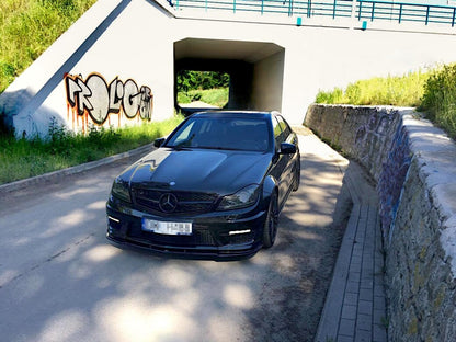 Seitenschweller Ansatz (Paar) passend für Mercedes C63 AMG Limousine / Kombi W204 FL / S204 FL schwarz Hochglanz