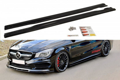 Seitenschweller Ansatz (Paar) passend für Mercedes CLA 45 AMG C117/A45 AMG W176 (vor FL) schwarz Hochglanz