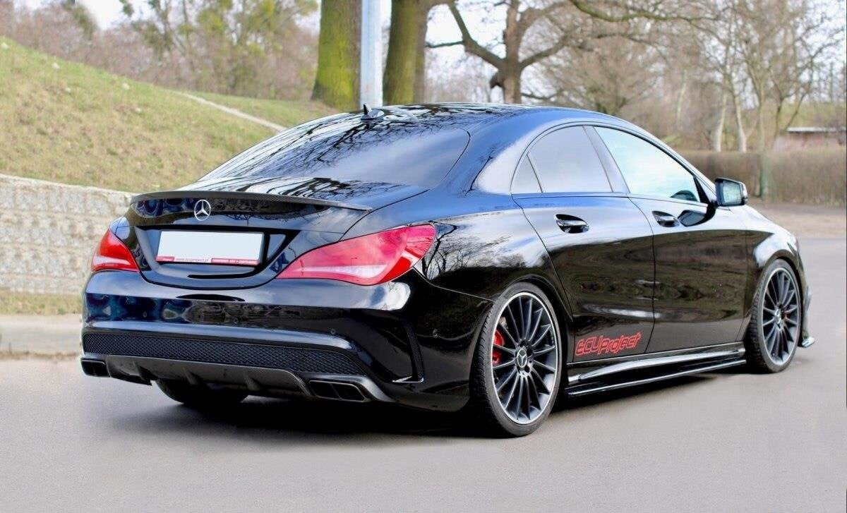 Seitenschweller Ansatz (Paar) passend für Mercedes CLA 45 AMG C117/A45 AMG W176 (vor FL) schwarz Hochglanz
