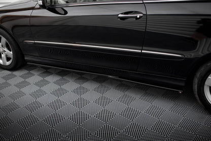 Seitenschweller Ansatz (Paar) passend für Mercedes CLK W209 schwarz Hochglanz