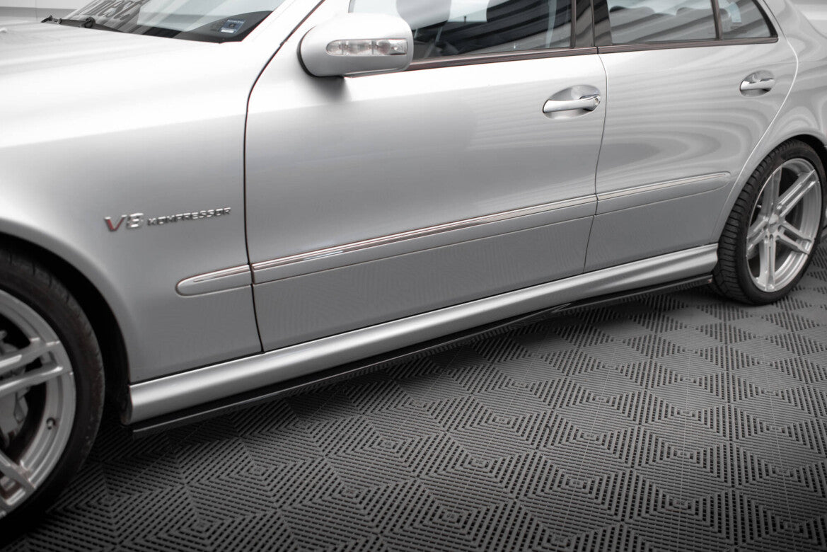 Seitenschweller Ansatz (Paar) passend für Mercedes E 55 AMG W211 schwarz Hochglanz
