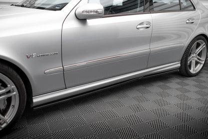 Seitenschweller Ansatz (Paar) passend für Mercedes E 55 AMG W211 schwarz Hochglanz