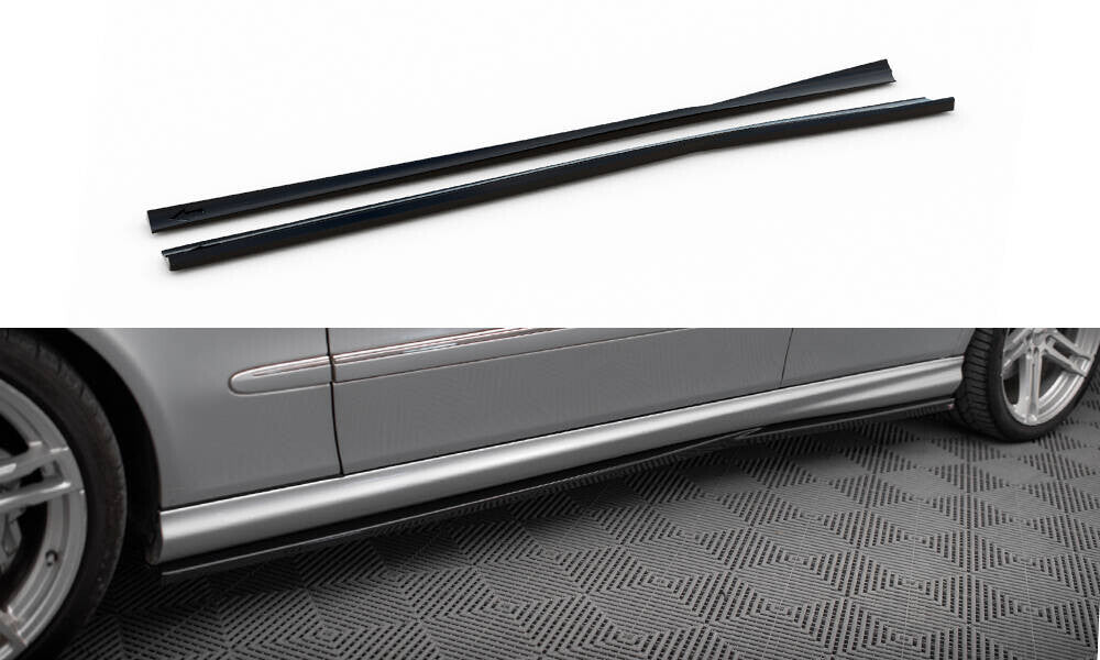 Seitenschweller Ansatz (Paar) passend für Mercedes E 55 AMG W211 schwarz Hochglanz