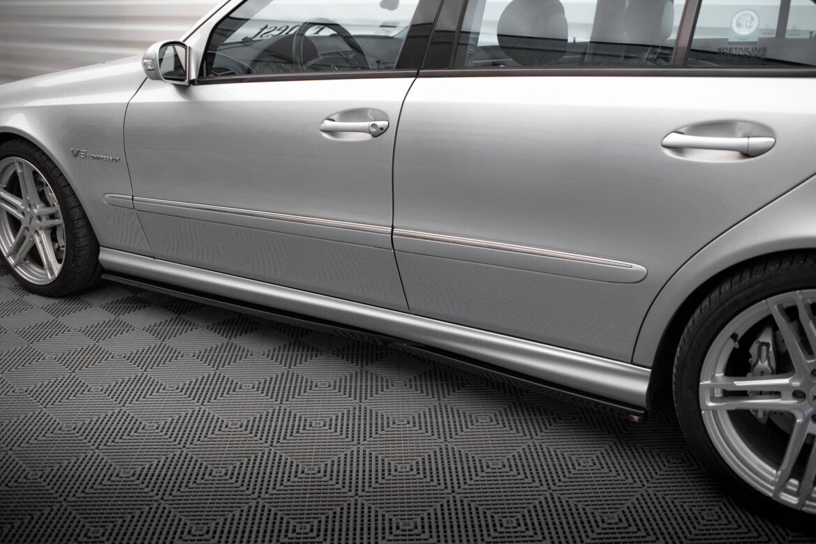 Seitenschweller Ansatz (Paar) passend für Mercedes E 55 AMG W211 schwarz Hochglanz