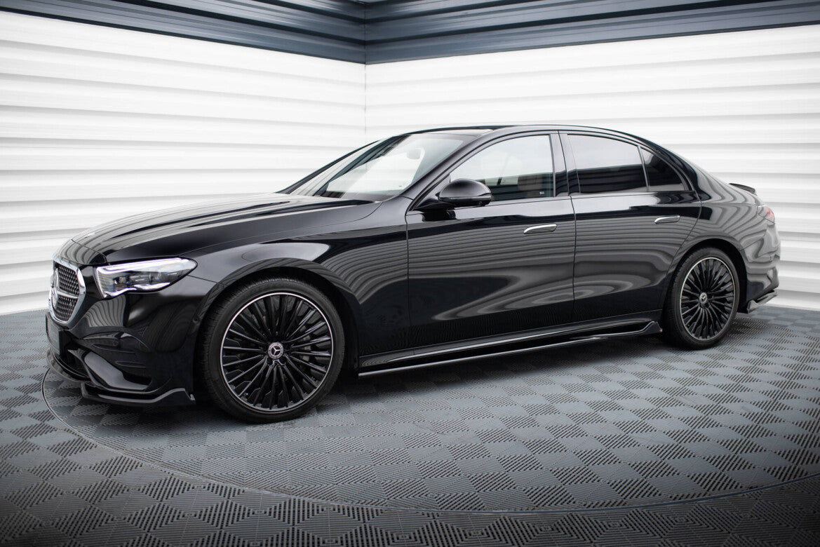 Seitenschweller Ansatz (Paar) passend für Mercedes E AMG-Line W214 schwarz Hochglanz