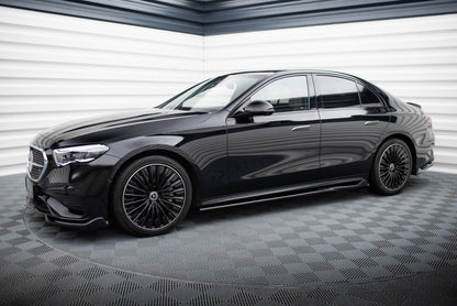Seitenschweller Ansatz (Paar) passend für Mercedes E AMG-Line W214 schwarz Hochglanz